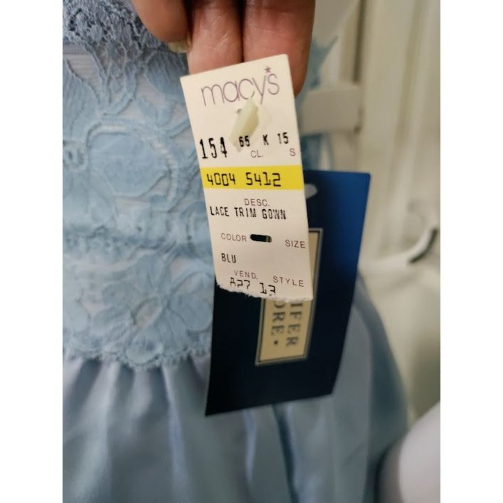 NWT Vintage Jennifer Moore Lace Trim Long Gown Satin M - Picture 7 of 8